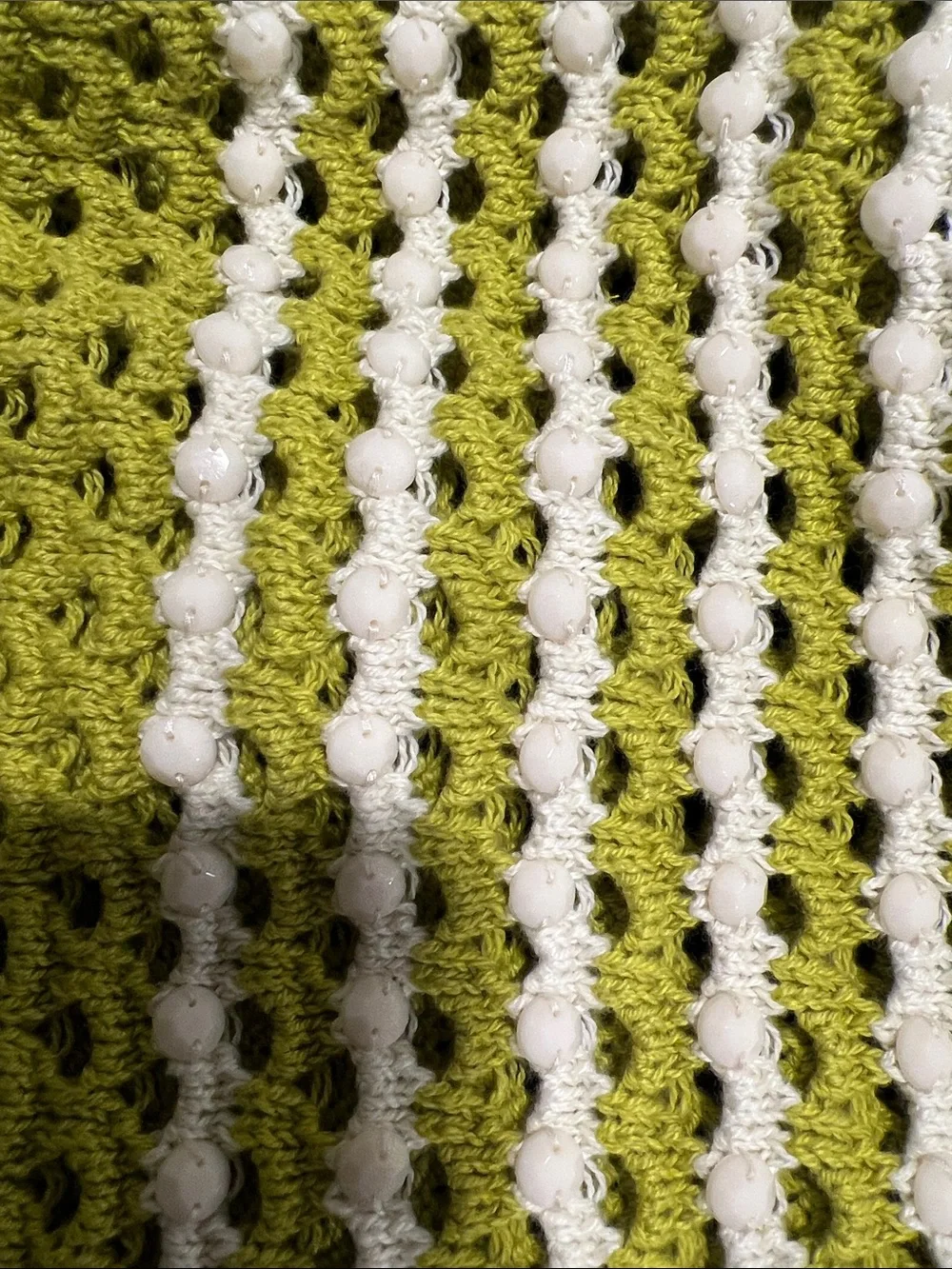 J Crew Women’s Lime Open-Knit Pullover Sweater with White Stripes